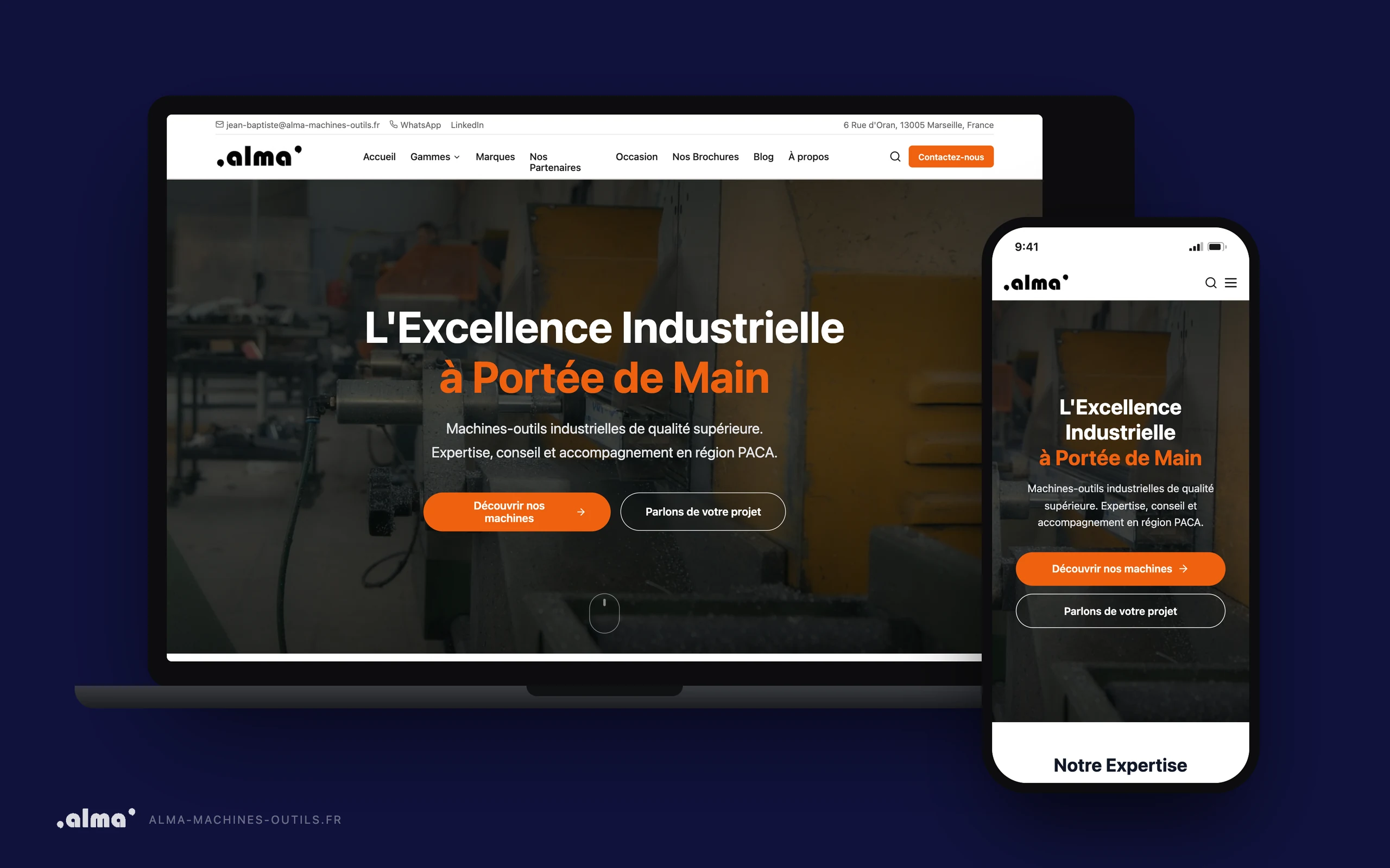 Site ALMA Machines-Outils sur ordinateur et mobile